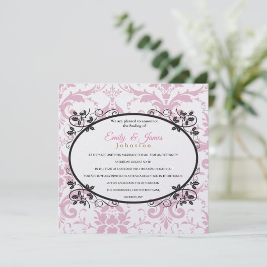 Temple Wedding Reception nodigt roze corruptie uit Kaart (Staand voorkant)