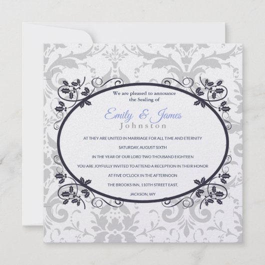 Temple Wedding Reception nodigt zilver Coronation Kaart (Voorkant)