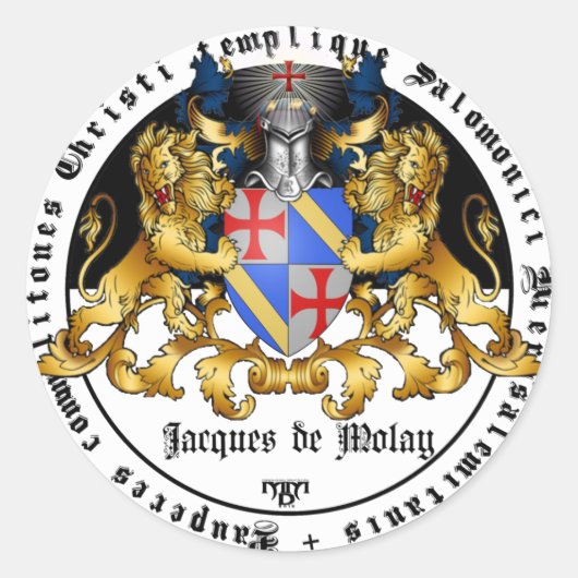 Templer Großmeister Jacques de Molay Aufkleber Ronde Sticker (Voorkant)