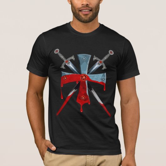 Templer Kreuz + Schwerte / Knights Cross T-shirt (Voorkant)