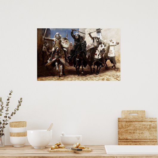 Templer reiten Attacke Poster (Keuken)