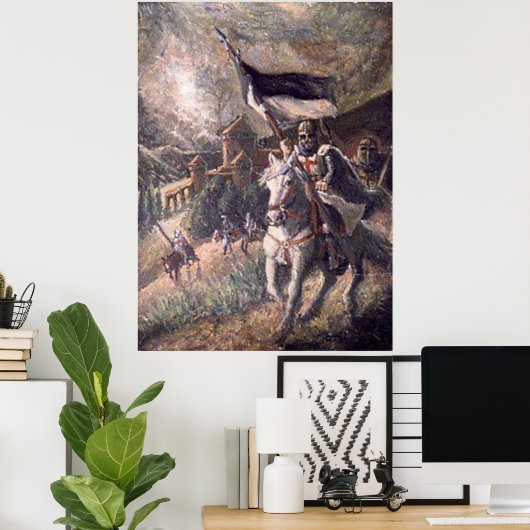 Templer vor einer Burg Poster (Thuiskantoor)