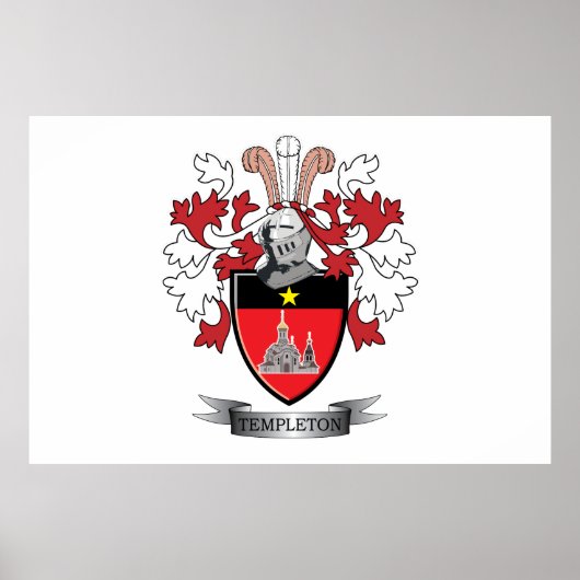 Templeton Family Crest Coat of Arms Poster (Voorkant)