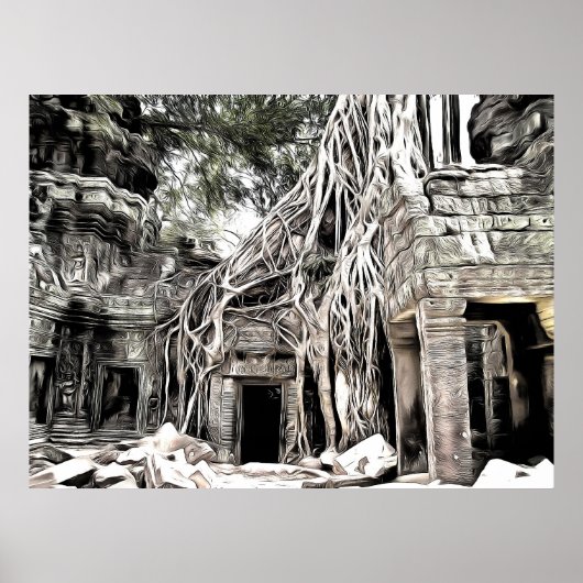 TEMPLO EM ANGKOR TEMPEL BIJ ANGKOR POSTER (Voorkant)