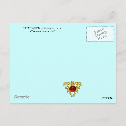 TEMPTATION Dark Knight and Devil's Treasure, Blue Briefkaart (Achterkant)