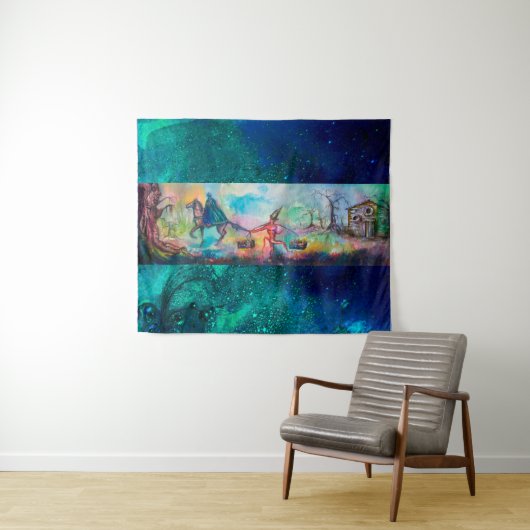 TEMPTATION Dark Knight and Devil's Treasure, Blue Wandkleed (In Situ (horizontaal))