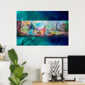 TEMPTATION Dark Knight en Duivelsschat ,Blauw Poster (Thuiskantoor)