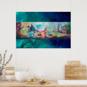 TEMPTATION Dark Knight en Duivelsschat ,Blauw Poster (Keuken)