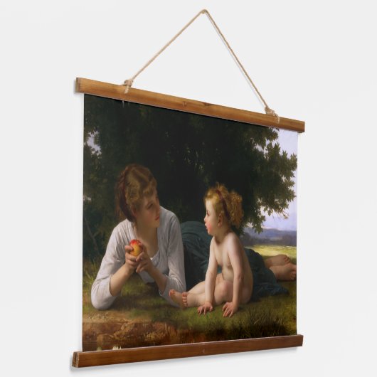 Temptation door William Bouguereau Hangend Wandkleed (Gebogen)
