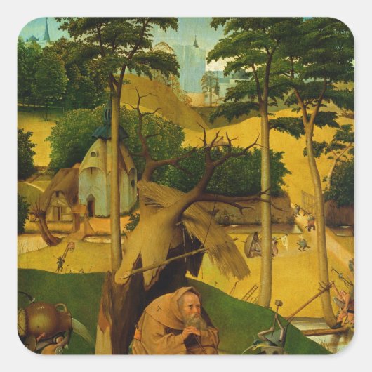 Temptation of St. Anthony, 1490 Vierkante Sticker (Voorkant)