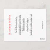 Temptation of St. Anthony Prayer Card Briefkaart (Achterkant)