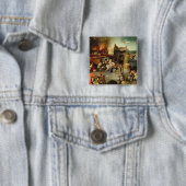 Temptation of St. Anthony Vierkante Button 5,1 Cm (In situ)