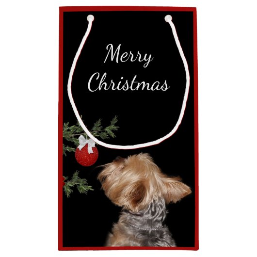 Tempted Yorkie Kerstmis Klein Cadeauzakje (Achterkant)