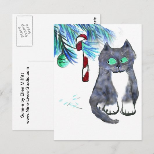 Tempting Candy Cane for Kitty Briefkaart (Voorkant / Achterkant)