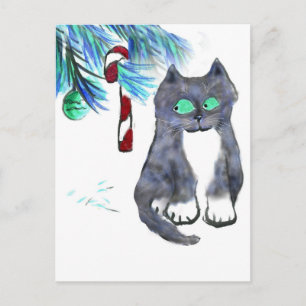 Tempting Candy Cane for Kitty Briefkaart