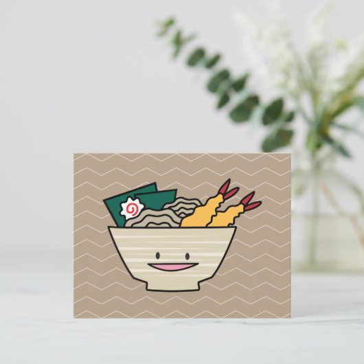 Tempura ramen bowl nori garnalen Japanse noedels Briefkaart (Staand voorkant)