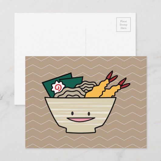 Tempura ramen bowl nori garnalen Japanse noedels Briefkaart (Voorkant / Achterkant)