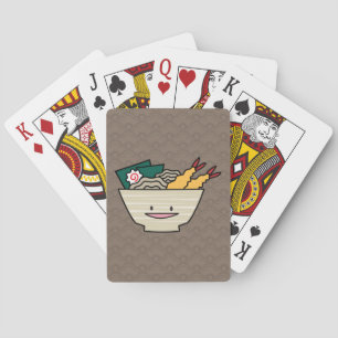 Tempura ramen bowl nori garnalen Japanse noedels Pokerkaarten