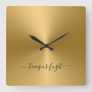 Tempus Fugit Dull Gold Metallic stijl Acrylisch Vierkante Klok