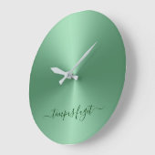 Tempus Fugit Emerald Green Metallic Style Acrylisc Grote Klok (Hoek)