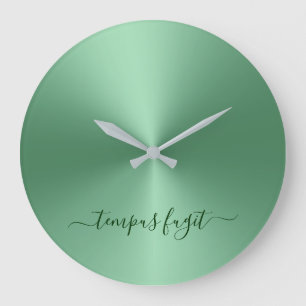 Tempus Fugit Emerald Green Metallic Style Acrylisc Grote Klok