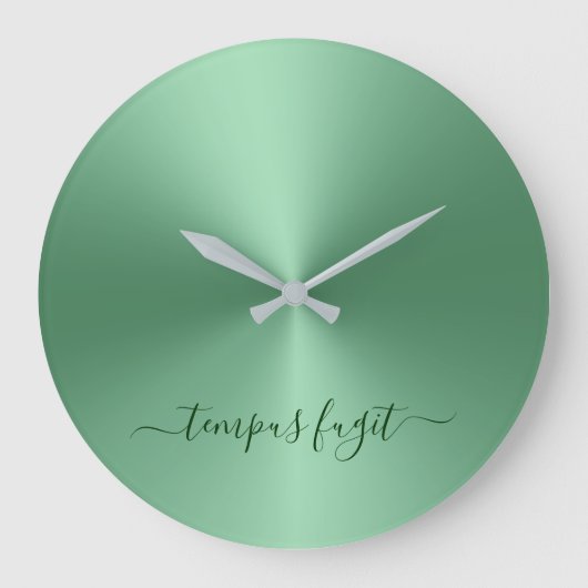 Tempus Fugit Emerald Green Metallic Style Acrylisc Grote Klok (Voorkant)