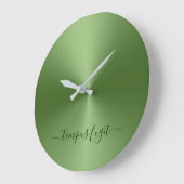 Tempus Fugit Forest Green Metallic Style Grote Klok (Hoek)