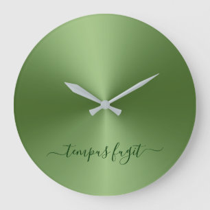 Tempus Fugit Forest Green Metallic Style Grote Klok