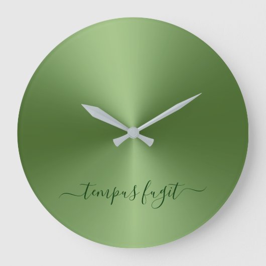 Tempus Fugit Forest Green Metallic Style Grote Klok (Voorkant)