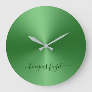 Tempus Fugit Green Metallic Style Acryl Grote Klok