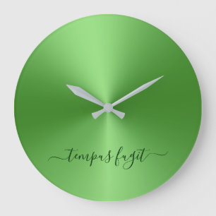 Tempus Fugit Light Green Metallic Style Acrylisch Grote Klok