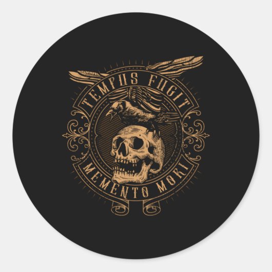 Tempus Fugit Meto Mori Latijnse zin Ronde Sticker (Voorkant)