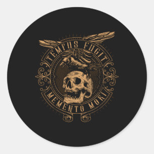 Tempus Fugit Meto Mori Latijnse zin Ronde Sticker