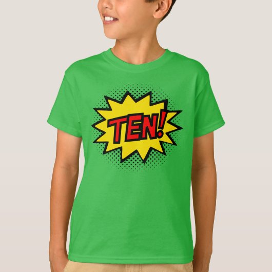TEN! 10e verjaardag Gift Superheld Logo T-Shirt (Voorkant)