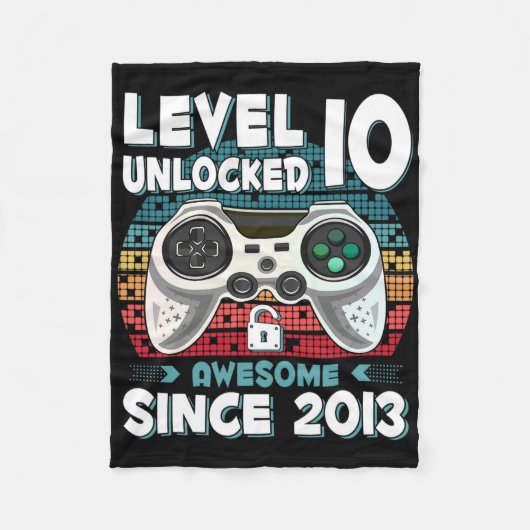 Ten 10yr Bday Son Boy Funny Gamer 10th 10 Year Old Fleece Deken (Voorkant)