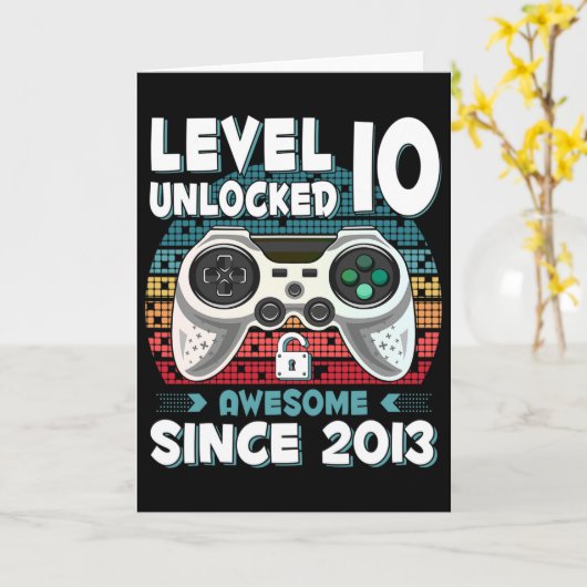 Ten 10yr Bday Son Boy Funny Gamer 10th 10 Year Old Kaart (Gele Bloem)