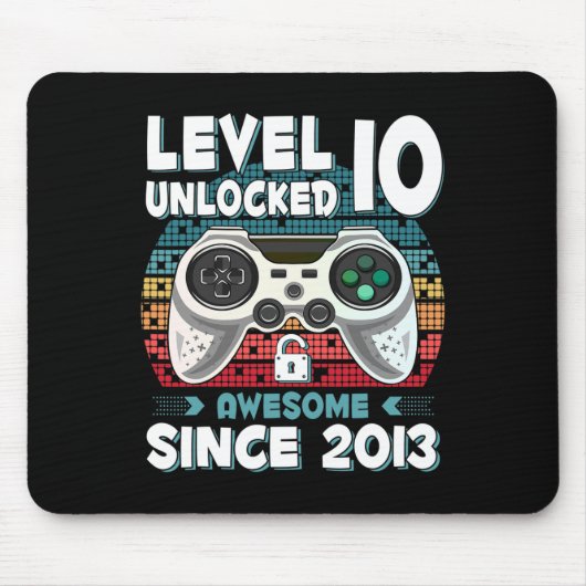 Ten 10yr Bday Son Boy Funny Gamer 10th 10 Year Old Muismat (Voorkant)