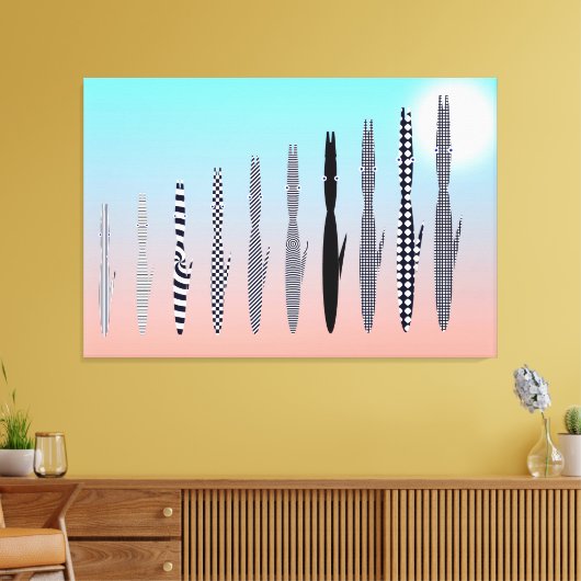 Ten Cat's Geometric Pattern Canvas Afdruk (Insitu (Woonkamer))