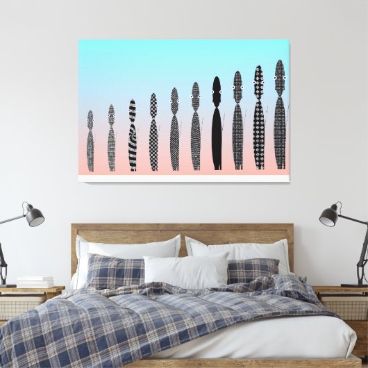 Ten Crochet Cats Geometric Pattern Canvas Afdruk (Insitu (Slaapkamer))