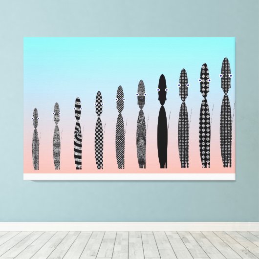 Ten Crochet Cats Geometric Pattern  Canvas Afdruk (Insitu (Houten vloer))