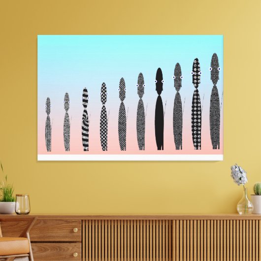 Ten Crochet Cats Geometric Pattern  Canvas Afdruk (Insitu (Woonkamer))