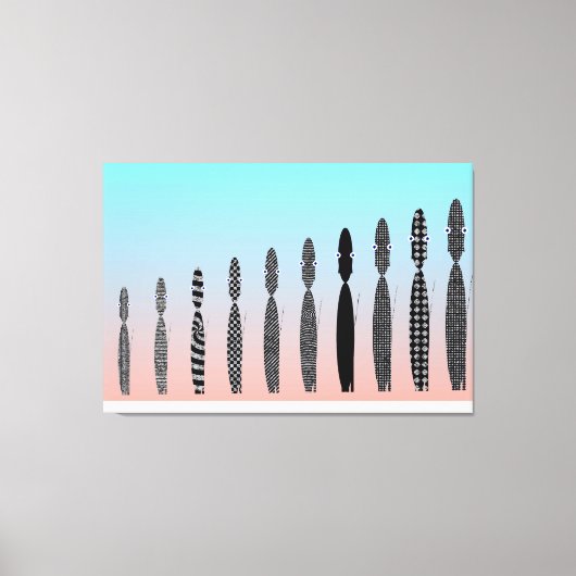 Ten Crochet Cats Geometric Pattern Canvas Afdruk (Voorkant)