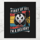 Ten eerste ben ik een aangename grappige opossum b wijn etiket (Enkel label)