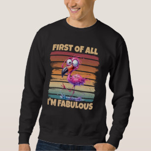 Ten eerste ben ik een fantastische roze flamingo trui