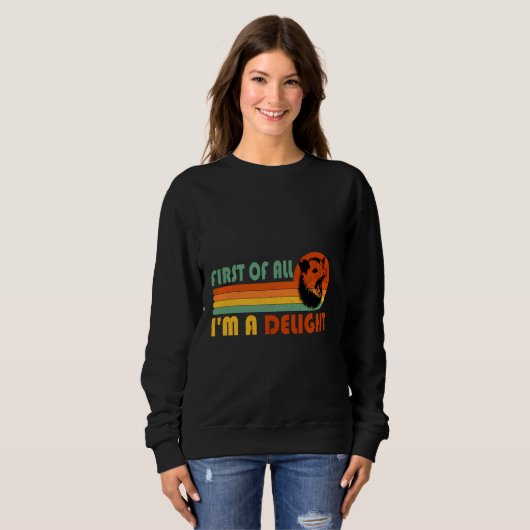 Ten eerste ben ik een verrukkelijke grappige oposs trui (Voorkant volledig)