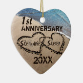 Ten eerste, elke Jubileum twee harten in zand Orna Keramisch Ornament (Rechts)