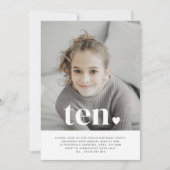 Ten Heart Photo Birthday Invitation Kaart (Voorkant)