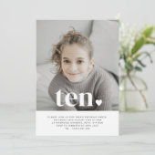 Ten Heart Photo Birthday Invitation Kaart (Staand voorkant)