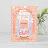 Ten is een Vibe Daisy Groovy Van 10th Birthday Kaart (Staand voorkant)