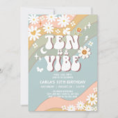 TEN is een Vibe Daisy Hippie 70s Retro Verjaardag Kaart (Voorkant)